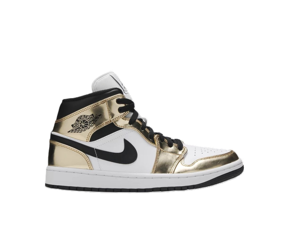 Jordan 1 Mid Metallic Gold Black White