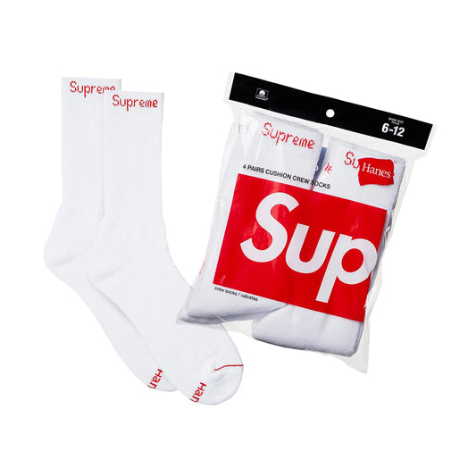 Ponožky Supreme Hanes Crew (4 balení) Bílé